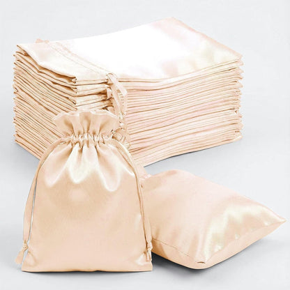 Efavormart 60 Pack Peach Satin Drawstring Wedding Party Favor Gift Bags 5"x7"