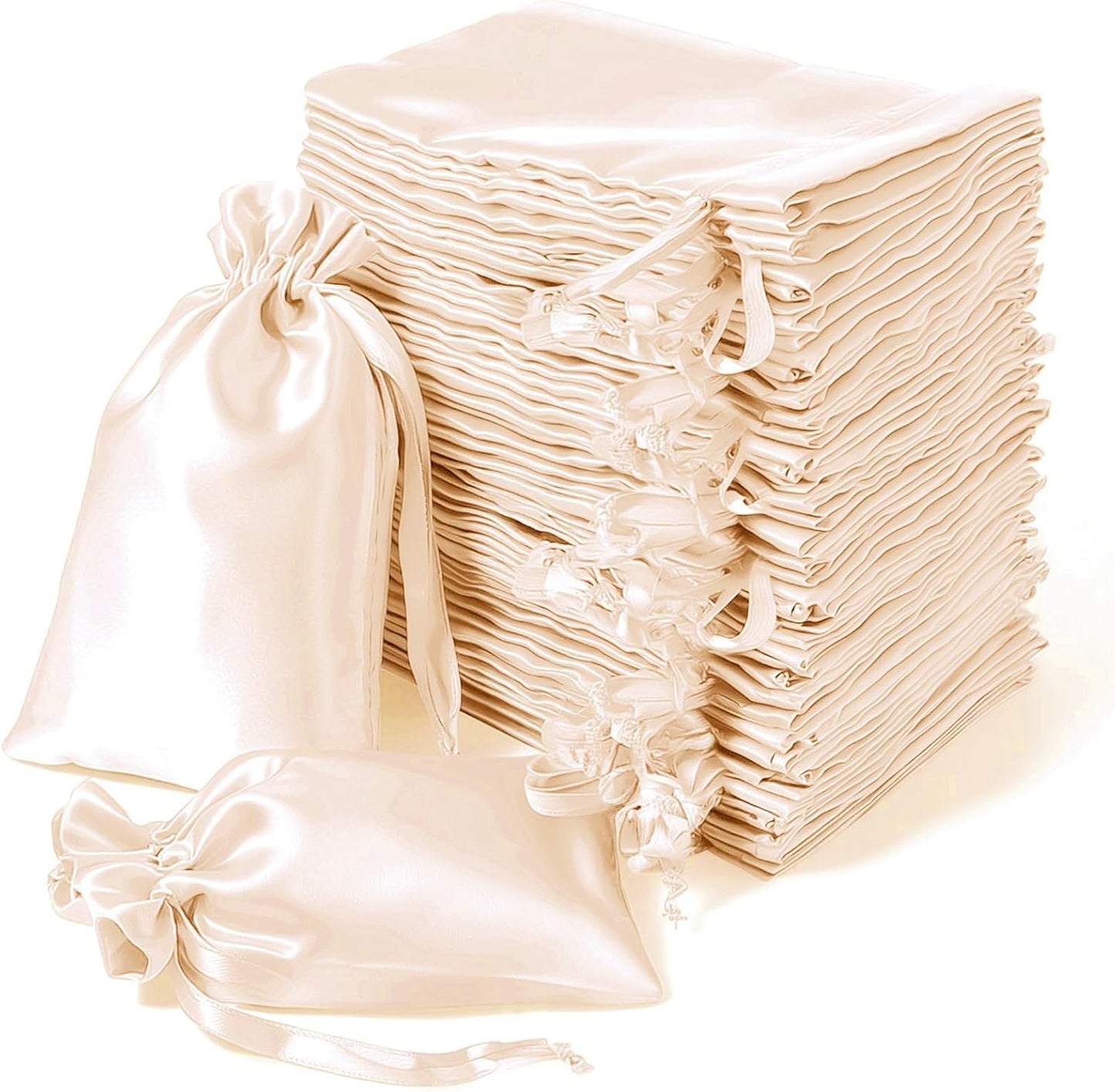 Efavormart 60 Pack Peach Satin Drawstring Wedding Party Favor Gift Bags 5"x7"