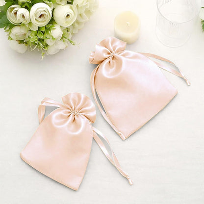 Efavormart 60 Pack Peach Satin Drawstring Wedding Party Favor Gift Bags 5"x7"