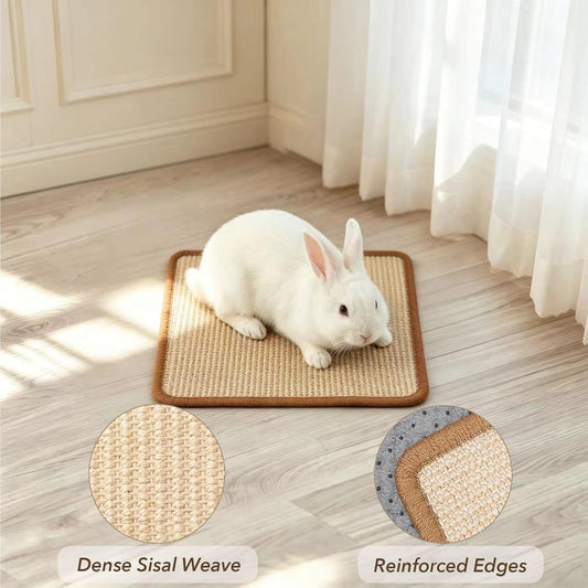 2PCS Rabbit Scratching Mats, Natural Sisal Bunny Scratch Pad Rabbit Mats for Cages, Claws and Teeth Care, Rabbit Chew Toys Bunny Accessories for Bedding Biting Sleeping Nesting (16x12in)