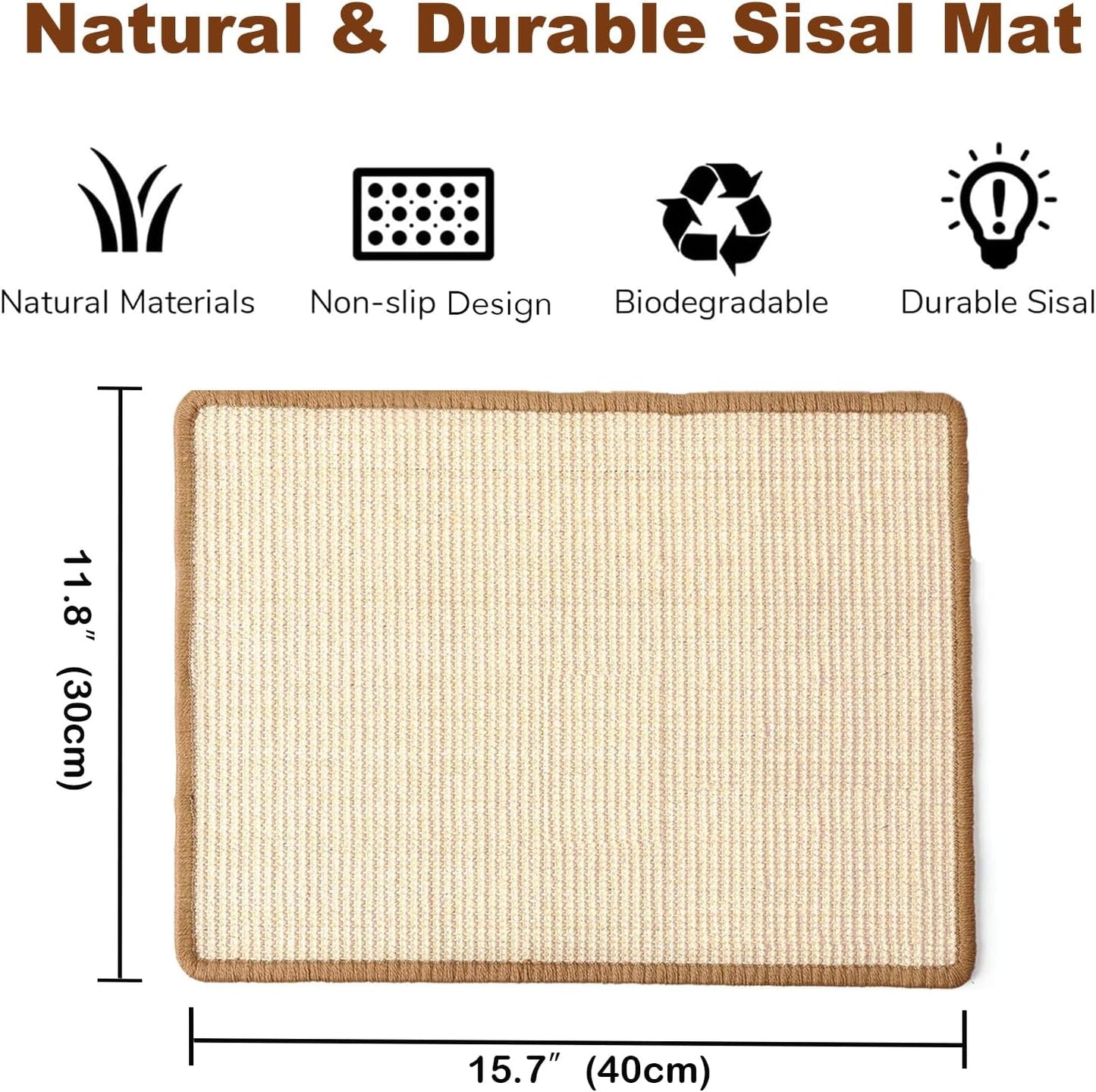 2PCS Rabbit Scratching Mats, Natural Sisal Bunny Scratch Pad Rabbit Mats for Cages, Claws and Teeth Care, Rabbit Chew Toys Bunny Accessories for Bedding Biting Sleeping Nesting (16x12in)