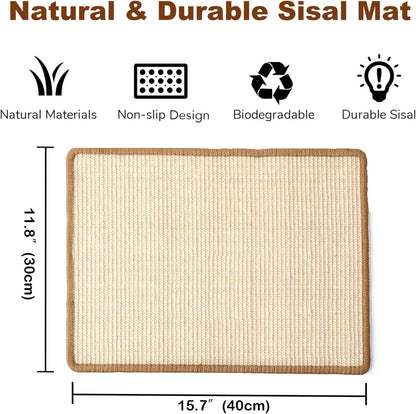 2PCS Rabbit Scratching Mats, Natural Sisal Bunny Scratch Pad Rabbit Mats for Cages, Claws and Teeth Care, Rabbit Chew Toys Bunny Accessories for Bedding Biting Sleeping Nesting (16x12in)