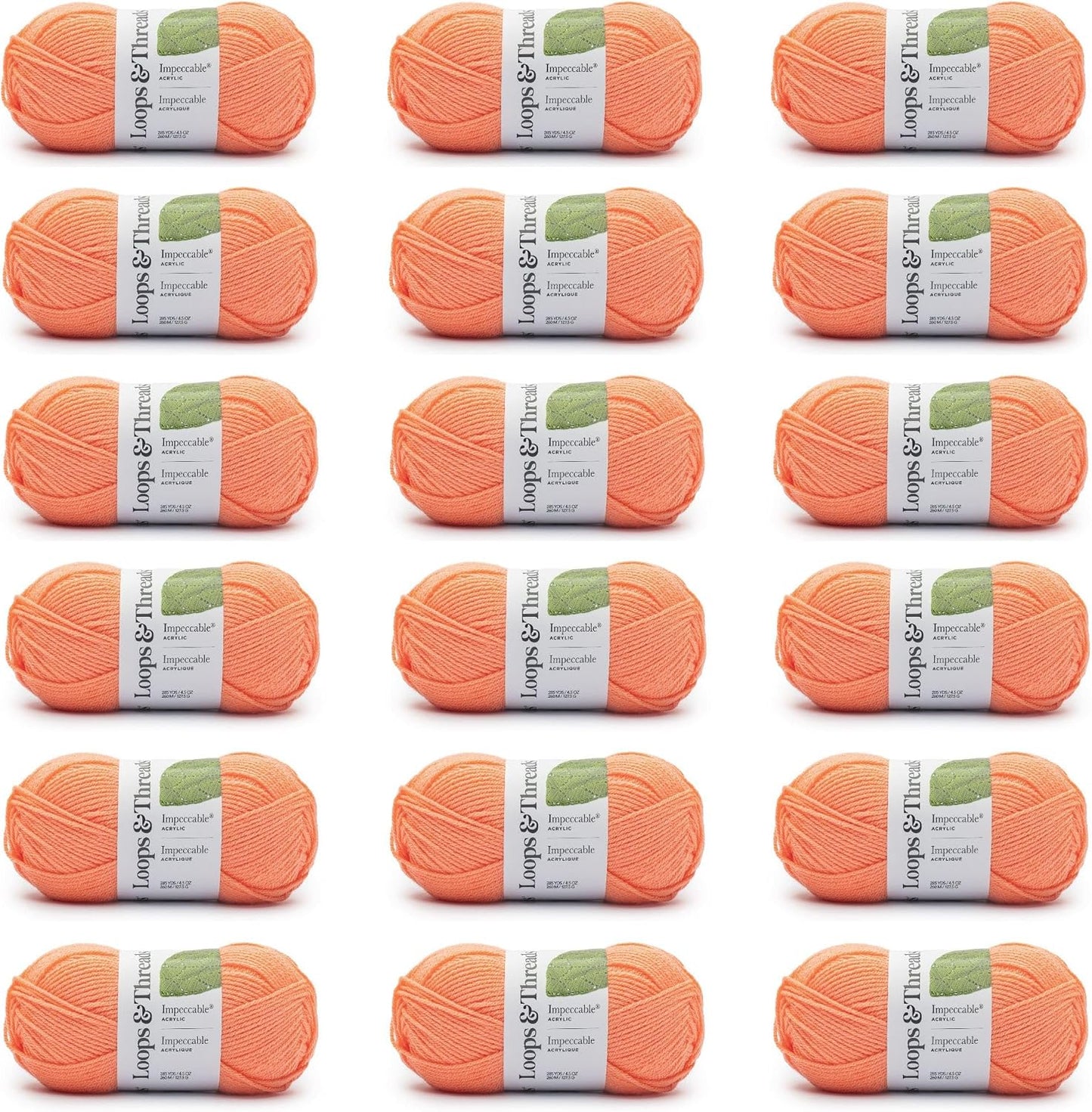Peach Pink Impeccable Solid Yarn – Medium Weight Yarn for Knitting, Crochet, Weaving, Arts & Crafts, 18 Pack