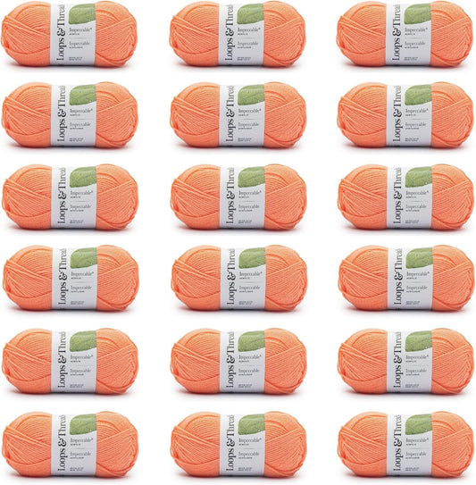 Peach Pink Impeccable Solid Yarn – Medium Weight Yarn for Knitting, Crochet, Weaving, Arts & Crafts, 18 Pack