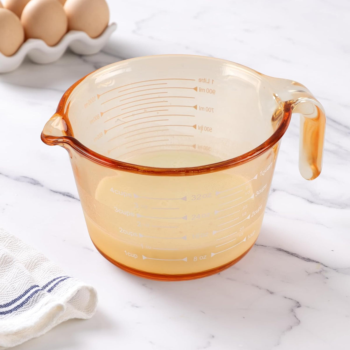 Glass Measuring Cups - Ideal for Cooking and Baking, Yellow