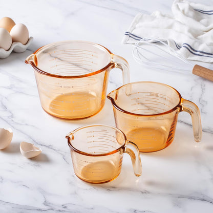 Glass Measuring Cups - Ideal for Cooking and Baking, Yellow