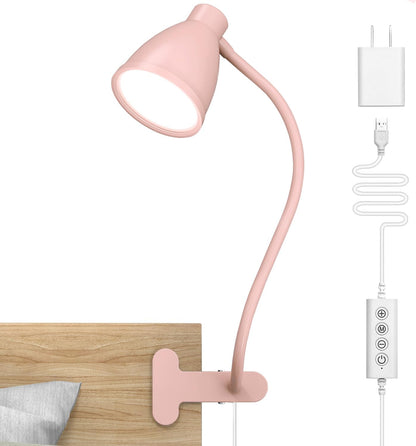 Cute Desk Lamp with Clamp Clip on Light, 5 Color 10 Brightness, Pink