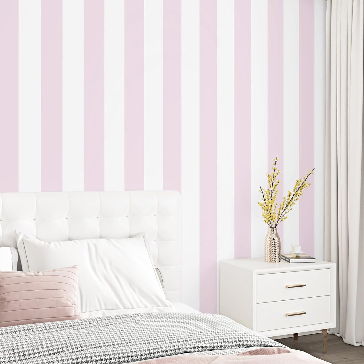 Pink Stripe Wallpaper Peel and Stick Thick Geometric Wall Paper