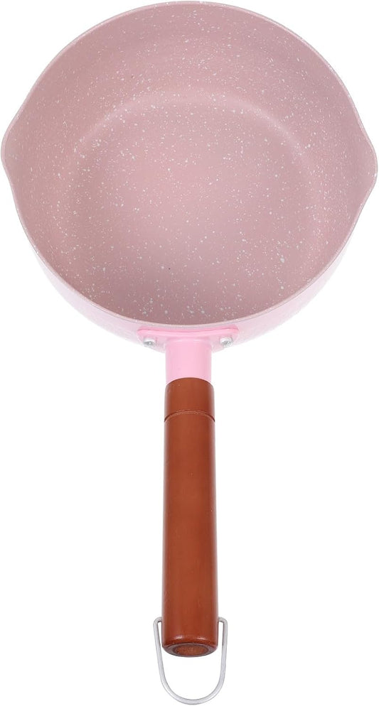 Pink 18cm Maifan Stone Nonstick Milk Cooking Pot, Aluminium Food Saucepan for Complementary Feeding and Household Kitchen Use