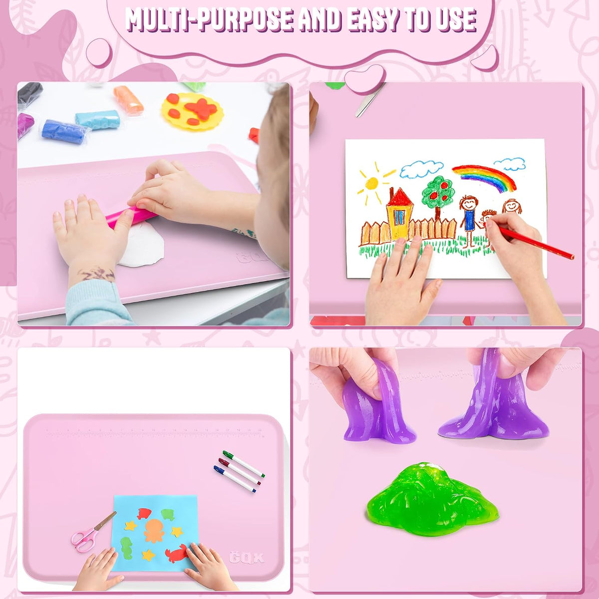 Silicone Art Mat for Crafts with Raised Sides to Stay Tidy, 24" x 16"
