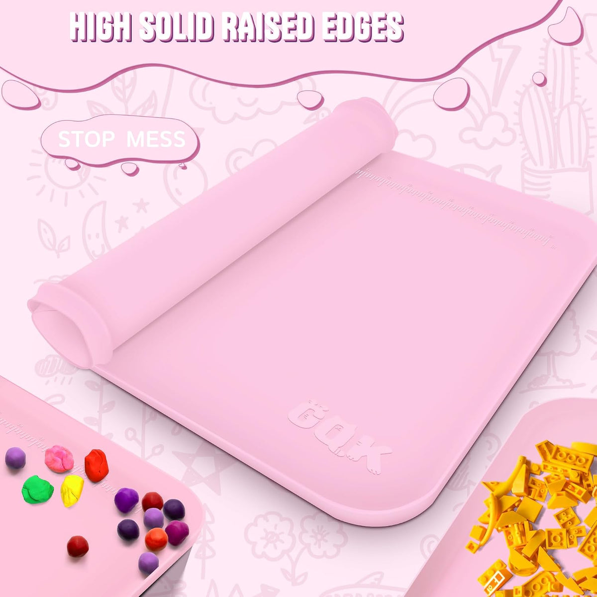 Silicone Art Mat for Crafts with Raised Sides to Stay Tidy, 24" x 16"