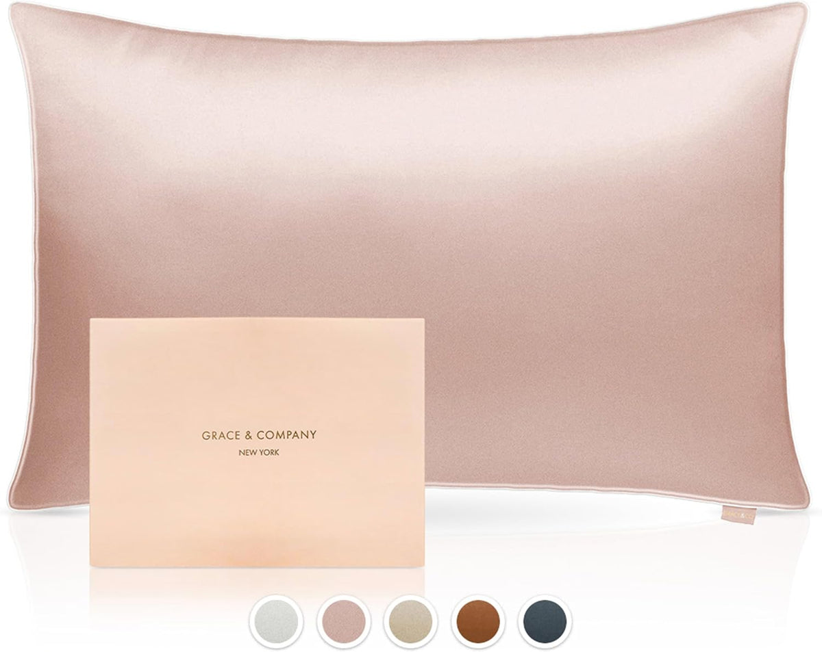 Silky Satin Pillowcase with Zipper – Peony