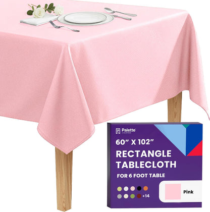 Gee Di Moda Rectangle Tablecloth - 60 x 102 Inch Pink Table Cloth for 6 Foot Rectangle Tables - Heavy Duty Washable Fabric - for Holiday Party, Dinner, Weddings, Baby Shower & Events