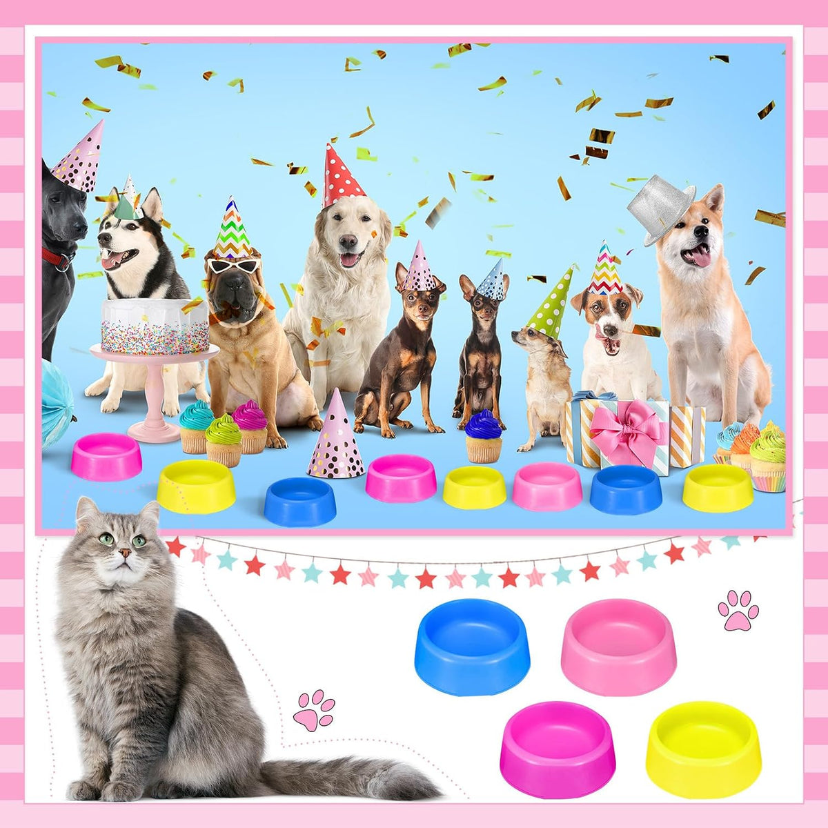 24 Pcs Plastic Puppy Dog Bowls Pet Birthday Party Supplies Reusable