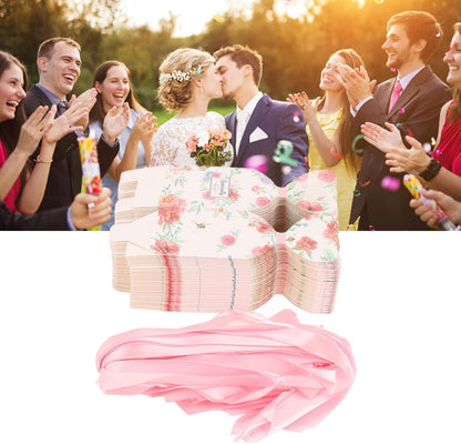 Zerodis Gifts Floral Pattern Retro Style Easy Assemble Candy Boxes DIY Gift Box with Rope for Party Favors Small Gift Packaging Wedding Favor Boxes (Pink HM2251304)