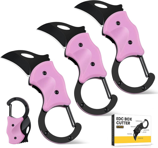 3 Pack Pink Pocket Knife Gifts for Women Men Adults