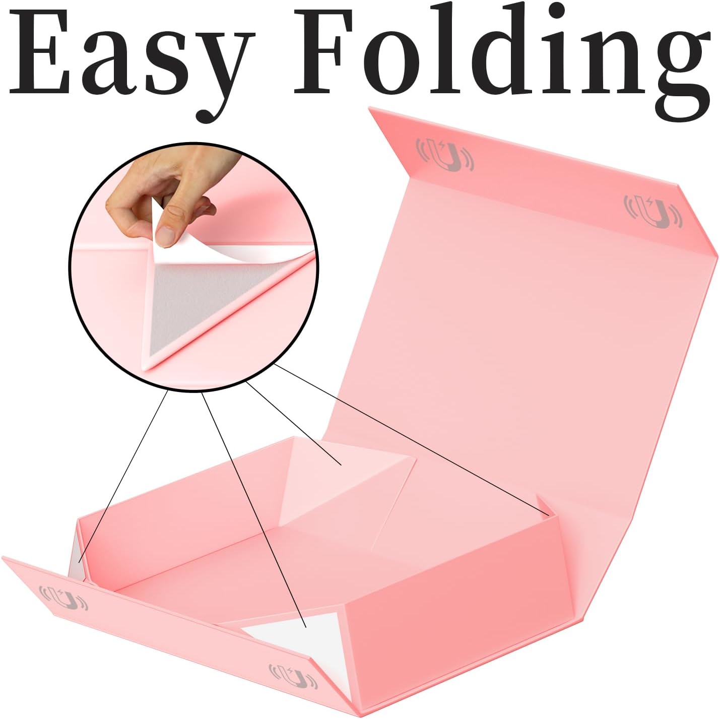 Gift Boxes with Lids, 11.5x7.8x3 In Pink Gift Box for Presents Magnetic Closure for T-Shirts, Gloves, Scarves, Books, Baby Clothes, Robes Clothing Gift Wrap, Contains Card, Ribbon