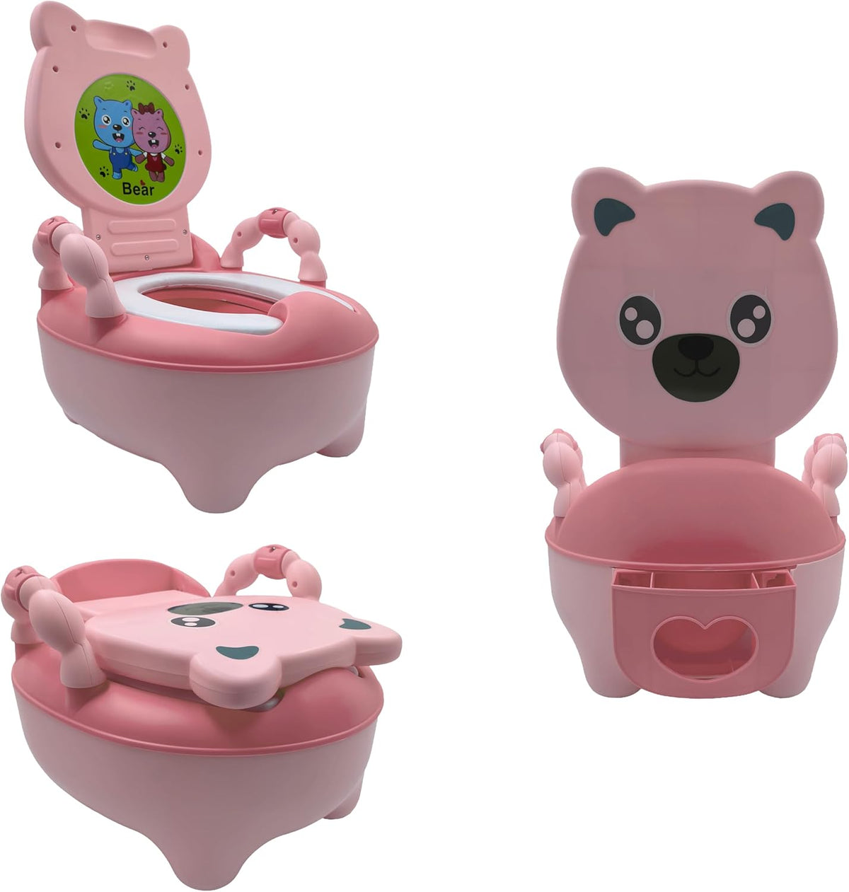 Baby Kids Pink Bear Portable Potty Training Toilet Seat With Pad Toddler Lovely Toilet Comfortable Soft Seat Stool Chair [P/N: ET-BABY003-PINK]