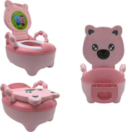 Baby Kids Pink Bear Portable Potty Training Toilet Seat With Pad Toddler Lovely Toilet Comfortable Soft Seat Stool Chair [P/N: ET-BABY003-PINK]