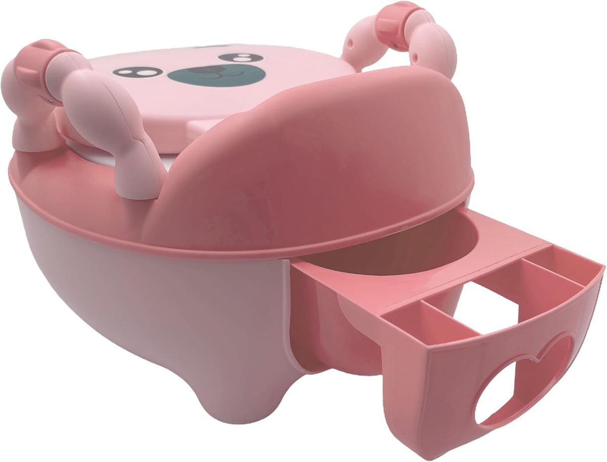 Baby Kids Pink Bear Portable Potty Training Toilet Seat With Pad Toddler Lovely Toilet Comfortable Soft Seat Stool Chair [P/N: ET-BABY003-PINK]