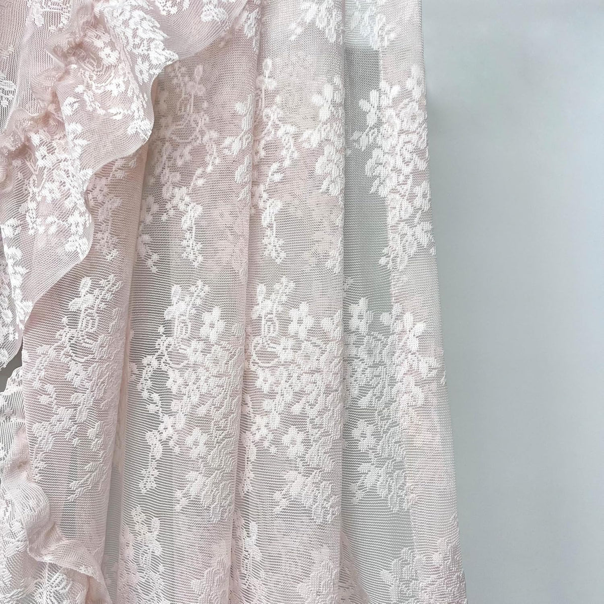 Pink Floral Lace Curtain Valance for Kitchen Pink Vine Ruffle Sheer Curtain