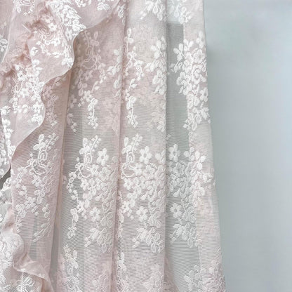 Pink Floral Lace Curtain Valance for Kitchen Pink Vine Ruffle Sheer Curtain