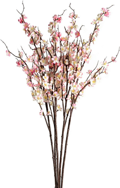5pcs 39'' Cherry Blossom Branches Silk for Artificial Stems Vase Wedding Decor (5, Pink)