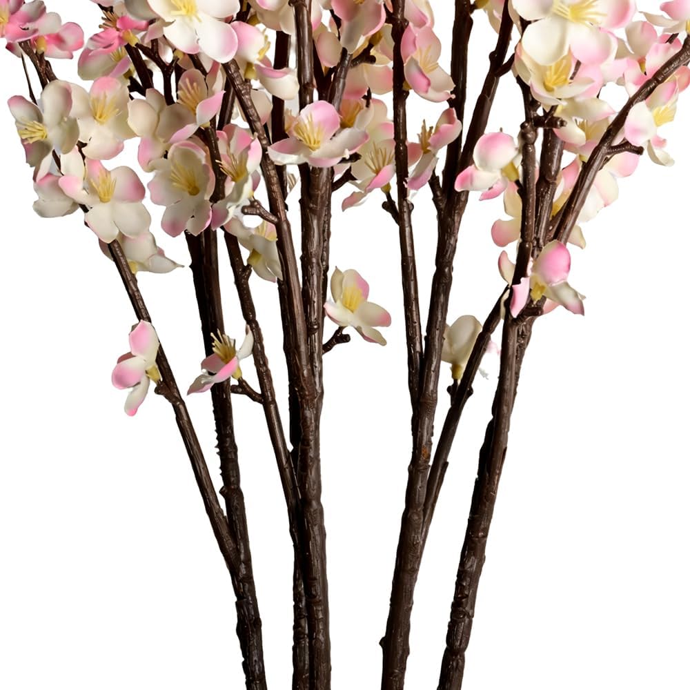 5pcs 39'' Cherry Blossom Branches Silk for Artificial Stems Vase Wedding Decor (5, Pink)