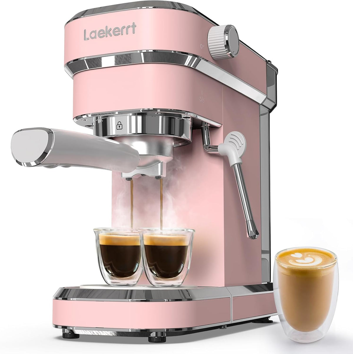 Professional Espresso Machine 20 Bar, Espresso Maker with Milk Frother Steam Wand, Stainless Steel Home Coffee Machines for Cappuccino and Latte, Gift for Women Wife Daughter or Mom, Pink