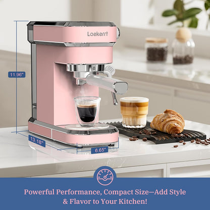 Professional Espresso Machine 20 Bar, Espresso Maker with Milk Frother Steam Wand, Stainless Steel Home Coffee Machines for Cappuccino and Latte, Gift for Women Wife Daughter or Mom, Pink