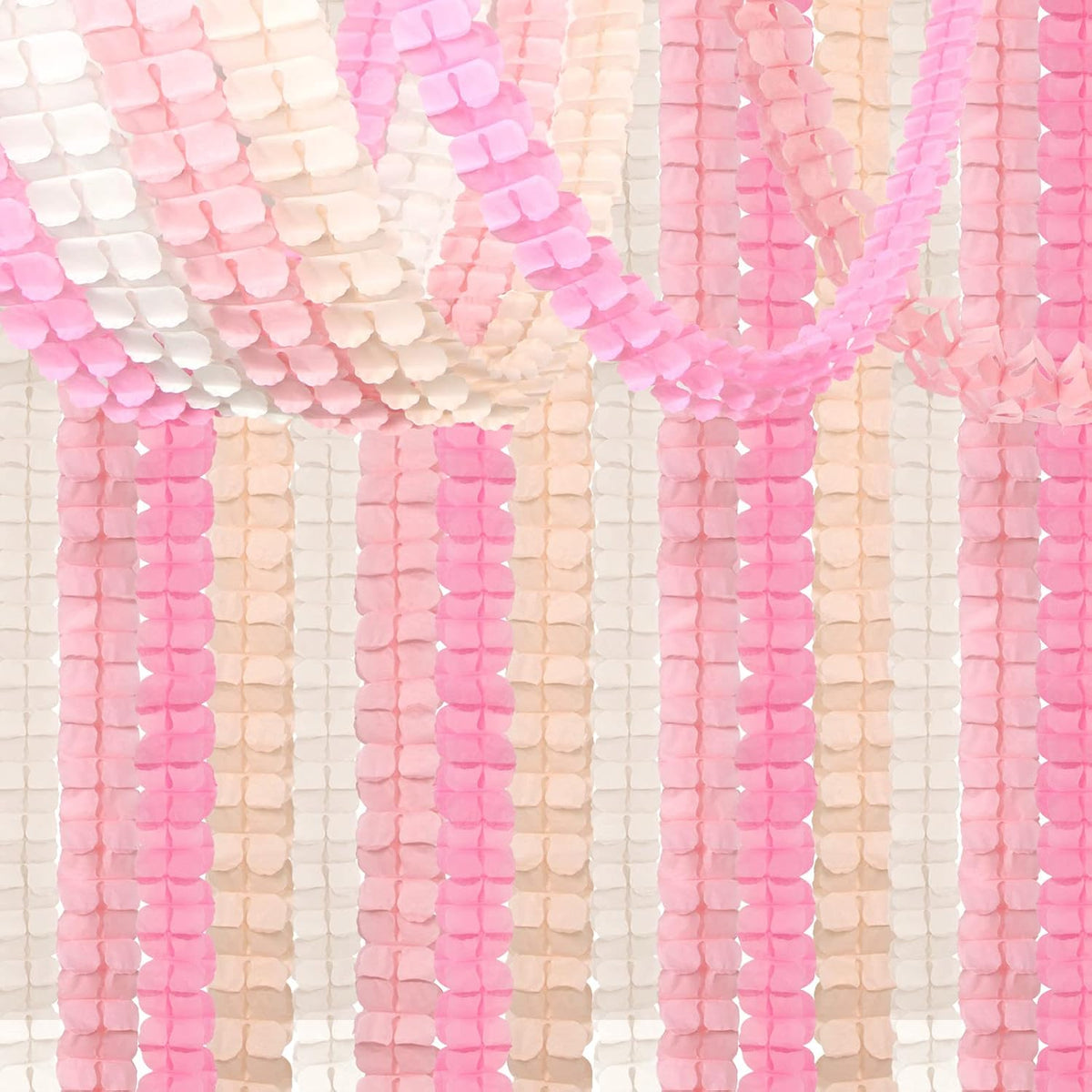 Pink-White Peach Party-Decorations Streamers Garland - 157Ft Four-Leaf Clover Hanging Banner,Wedding Girl Birthday Baby Bridal Shower Engagement Bachelorette Decor