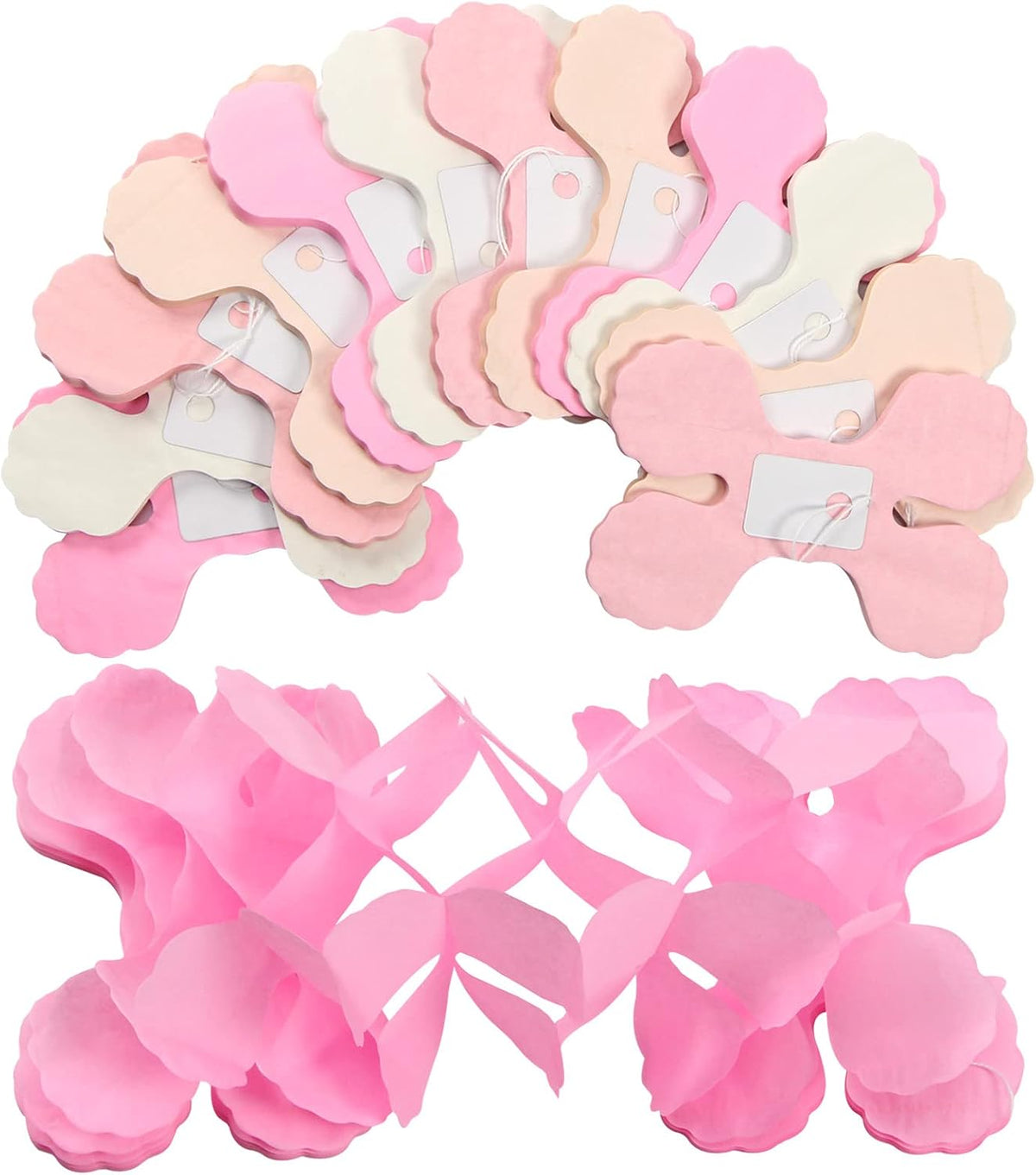 Pink-White Peach Party-Decorations Streamers Garland - 157Ft Four-Leaf Clover Hanging Banner,Wedding Girl Birthday Baby Bridal Shower Engagement Bachelorette Decor
