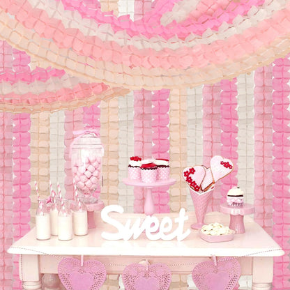 Pink-White Peach Party-Decorations Streamers Garland - 157Ft Four-Leaf Clover Hanging Banner,Wedding Girl Birthday Baby Bridal Shower Engagement Bachelorette Decor