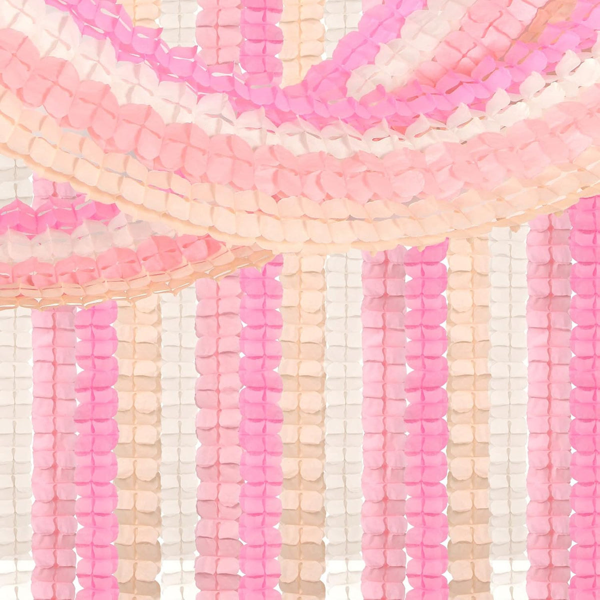 Pink-White Peach Party-Decorations Streamers Garland - 157Ft Four-Leaf Clover Hanging Banner,Wedding Girl Birthday Baby Bridal Shower Engagement Bachelorette Decor