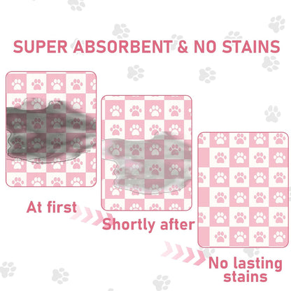 Pet Mats for Food and Water, Pink Checkered Dog Food Mat for Floors, Non Slip Indoor Quick Dry Cat Bowl Feeding Mats (11.8” X19.7”)