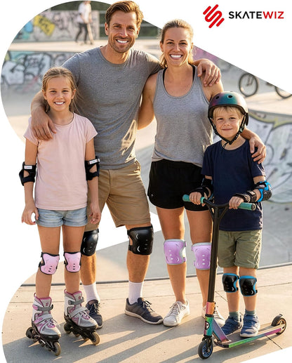 Kids and Adults Knee Pads and Elbow Pads Set with Wrist Guards for Roller Skating [6pc] - Skating Protective Gear for Roller Skates & Skateboard