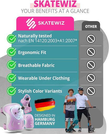 Kids and Adults Knee Pads and Elbow Pads Set with Wrist Guards for Roller Skating [6pc] - Skating Protective Gear for Roller Skates & Skateboard