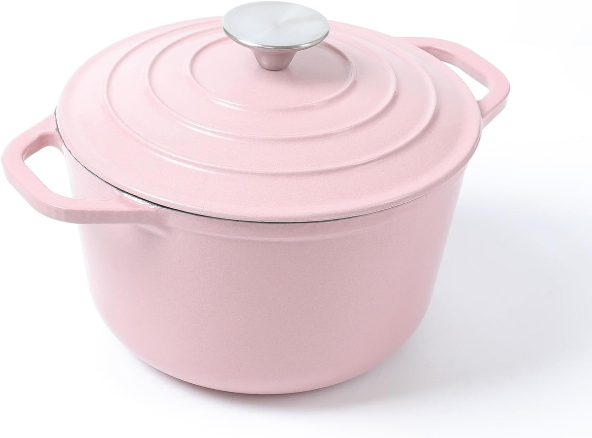 Enameled Cast Iron 3-Quart Dutch Oven Pink…