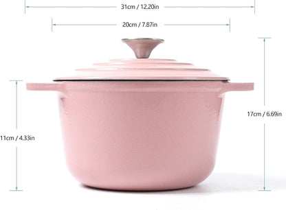 Enameled Cast Iron 3-Quart Dutch Oven Pink…