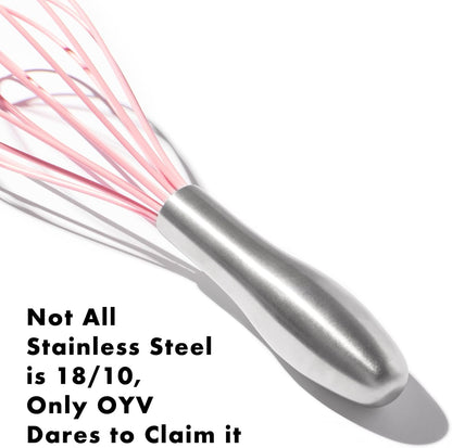 10-Inch Pink Silicone Whisk, Non-Scratch, 18/10 Stainless Steel Handle