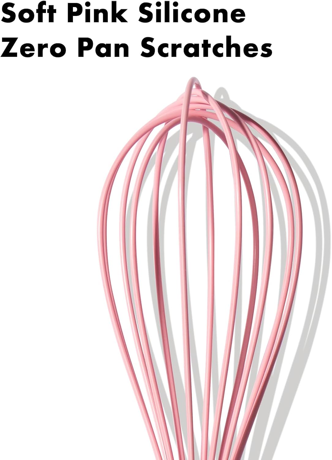 10-Inch Pink Silicone Whisk, Non-Scratch, 18/10 Stainless Steel Handle