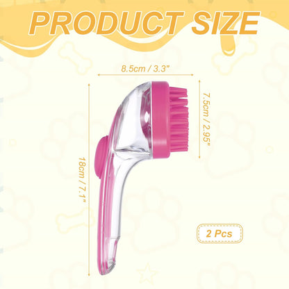 Pet Bath Brush, Dog Shampoo Brush New 2 in 1 Grooming Massage Scrubber Bubble Maker with Ring Built-in Shampoo Dispenser(Coarse,Pink), for Long Short Hair Cats Shower