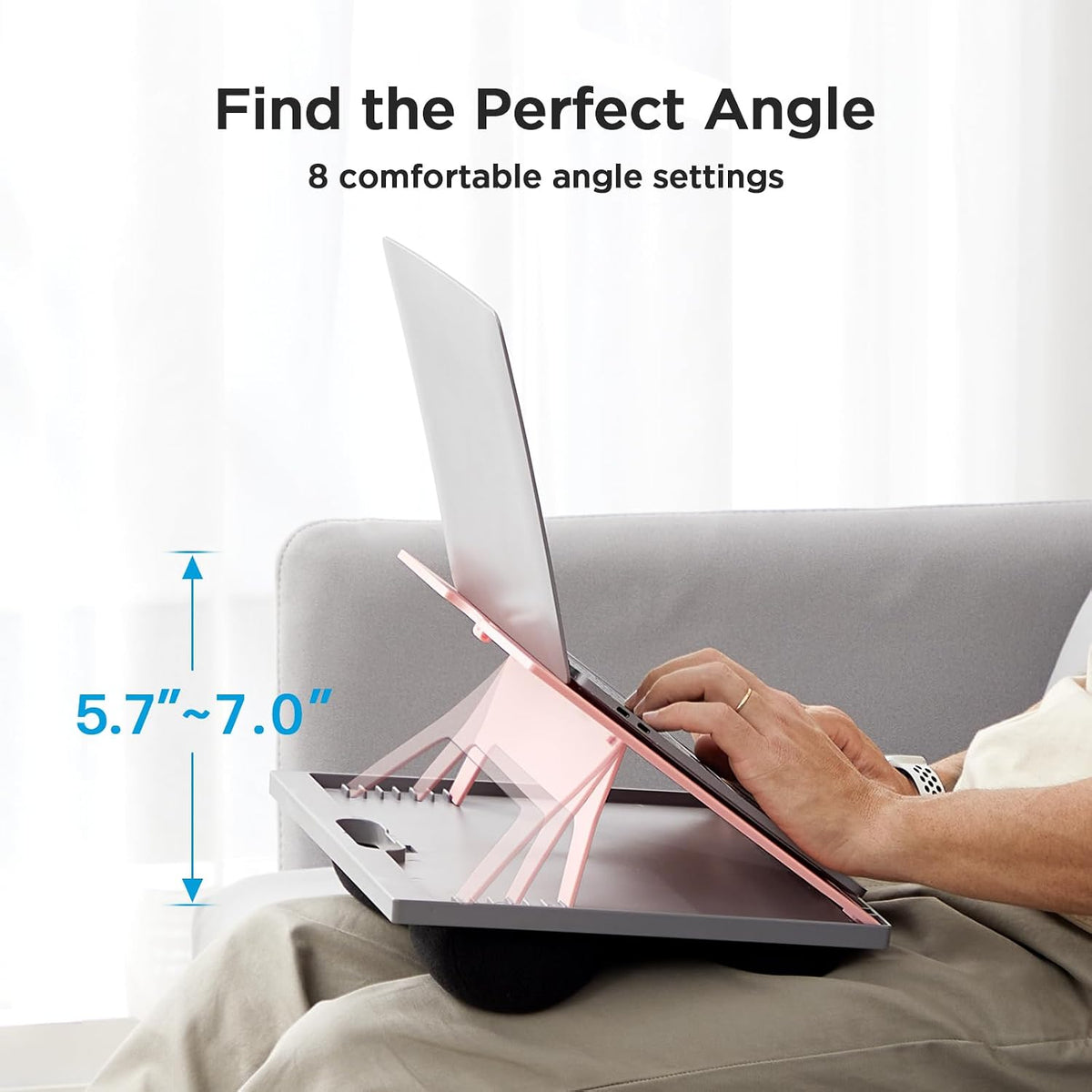 Lap Desk with 8 Adjustable Angles – Up to 15.6" Laptop, Pink