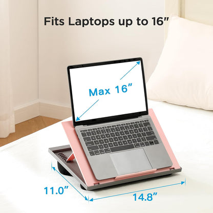 Lap Desk with 8 Adjustable Angles – Up to 15.6" Laptop, Pink