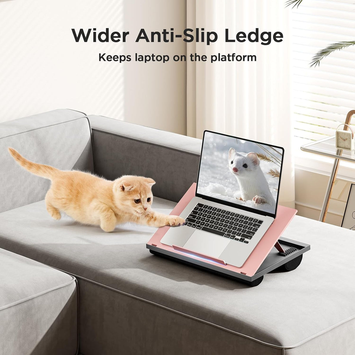 Lap Desk with 8 Adjustable Angles – Up to 15.6" Laptop, Pink