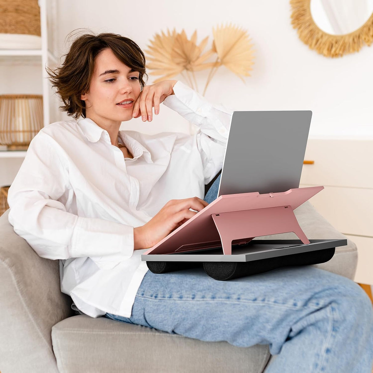 Lap Desk with 8 Adjustable Angles – Up to 15.6" Laptop, Pink