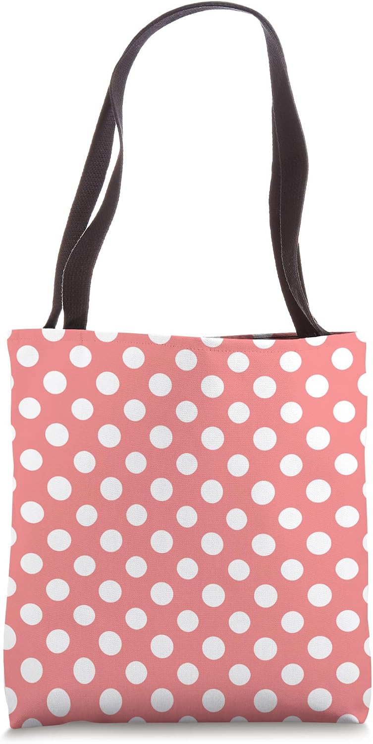 Polka Dot Pastel Peach Pink White, Women Girls Polka Dots Tote Bag