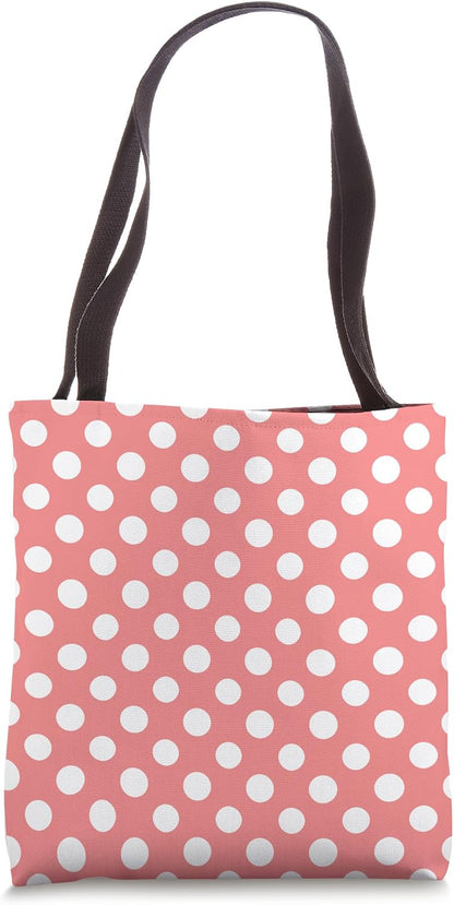 Polka Dot Pastel Peach Pink White, Women Girls Polka Dots Tote Bag
