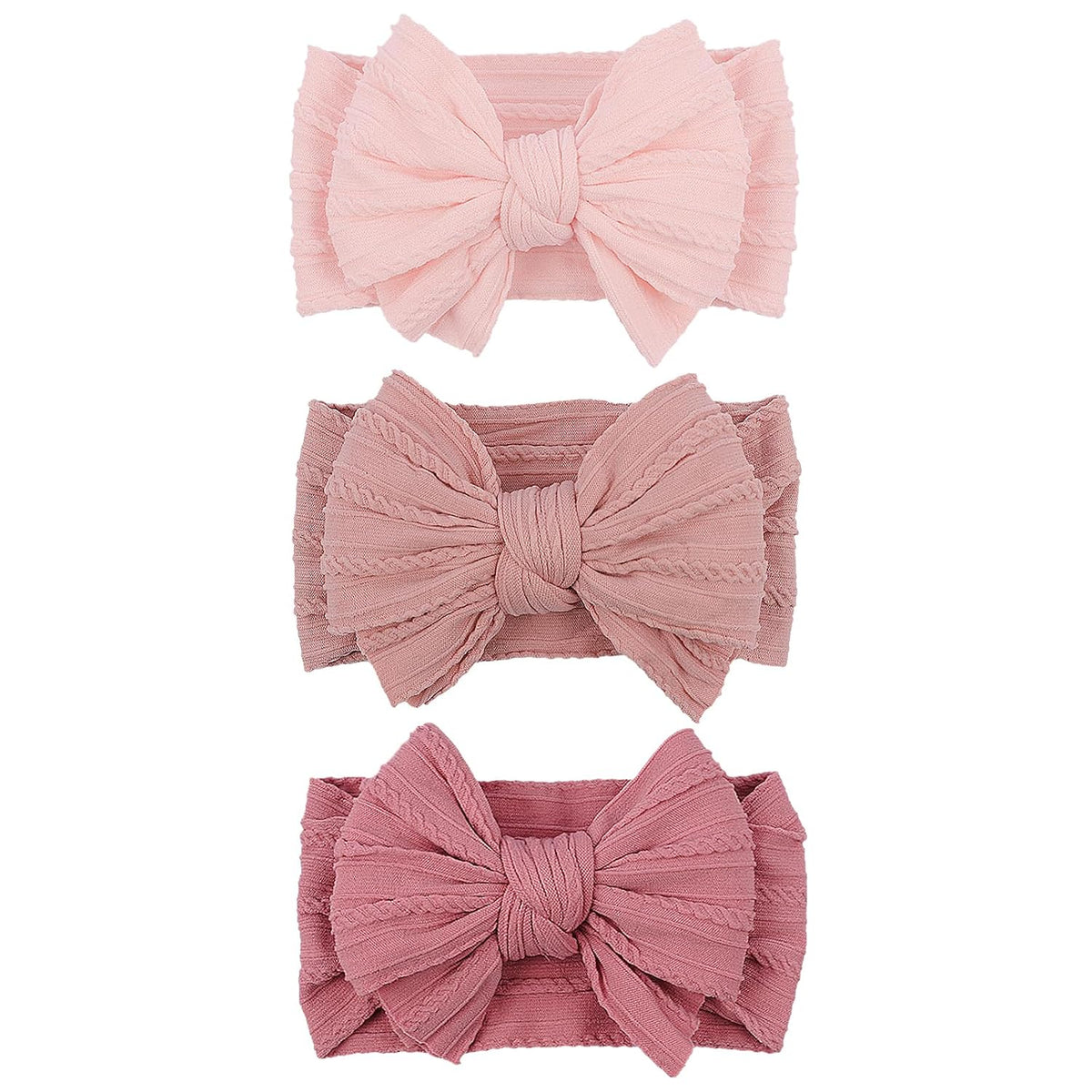 Handmade Nylon Baby Girl Headband Bows for Baby Kid Pink Mix3Pcs