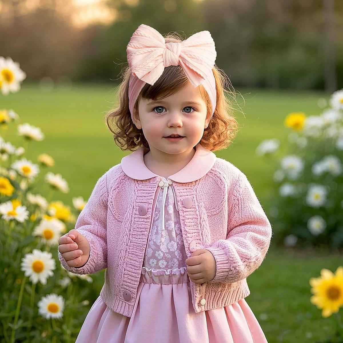 Handmade Nylon Baby Girl Headband Bows for Baby Kid Pink Mix3Pcs